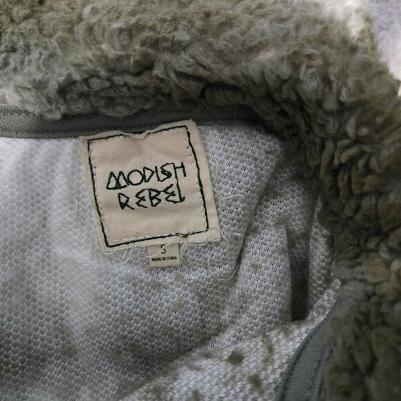 Modish Rebel Womens Sherpa Fleece Green Tie Dye Zip Up Jacket Size S Fluffy Cozy - Picture 3 of 6